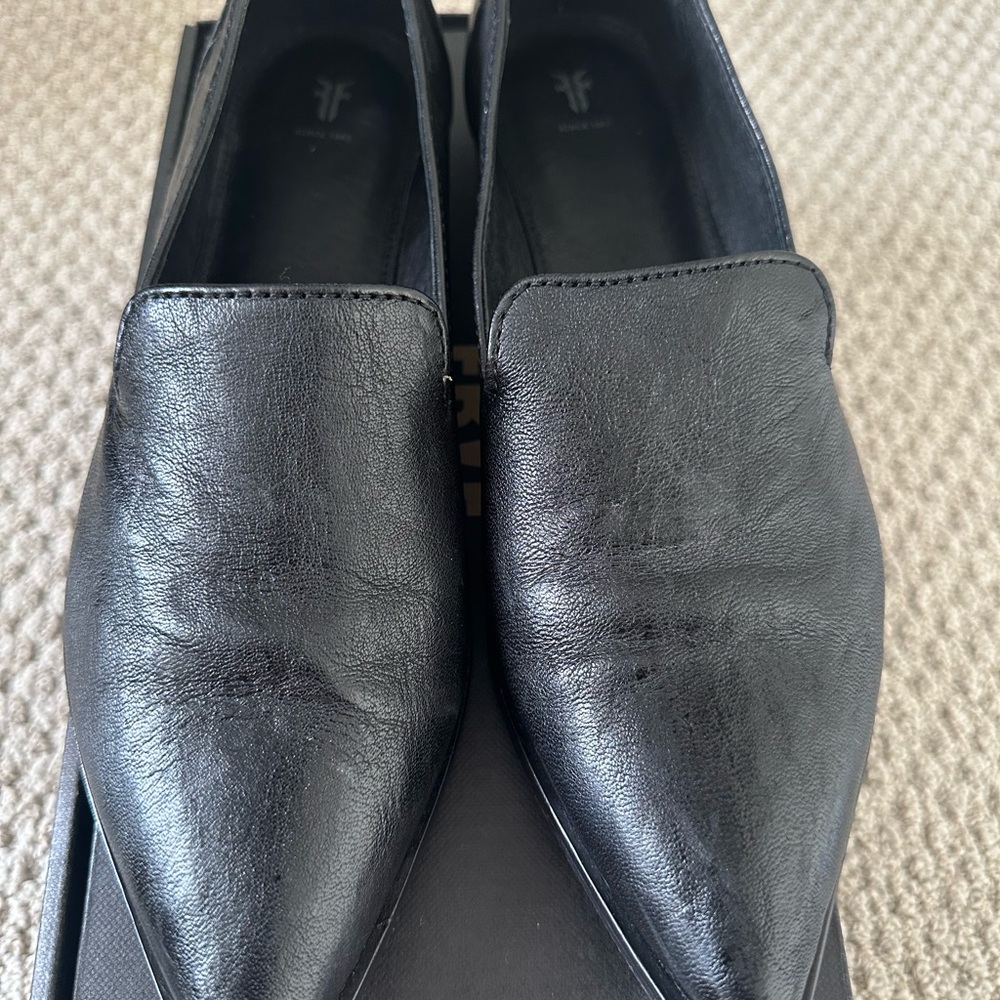 Frye Black Leather Slip-On Loafers